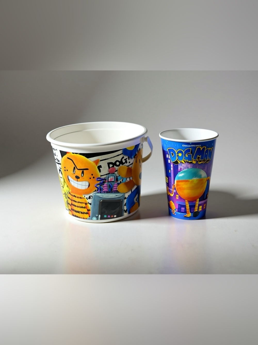 Dog Man Party Popcorn Bucket and Cup - Colorful Yellow & Blue